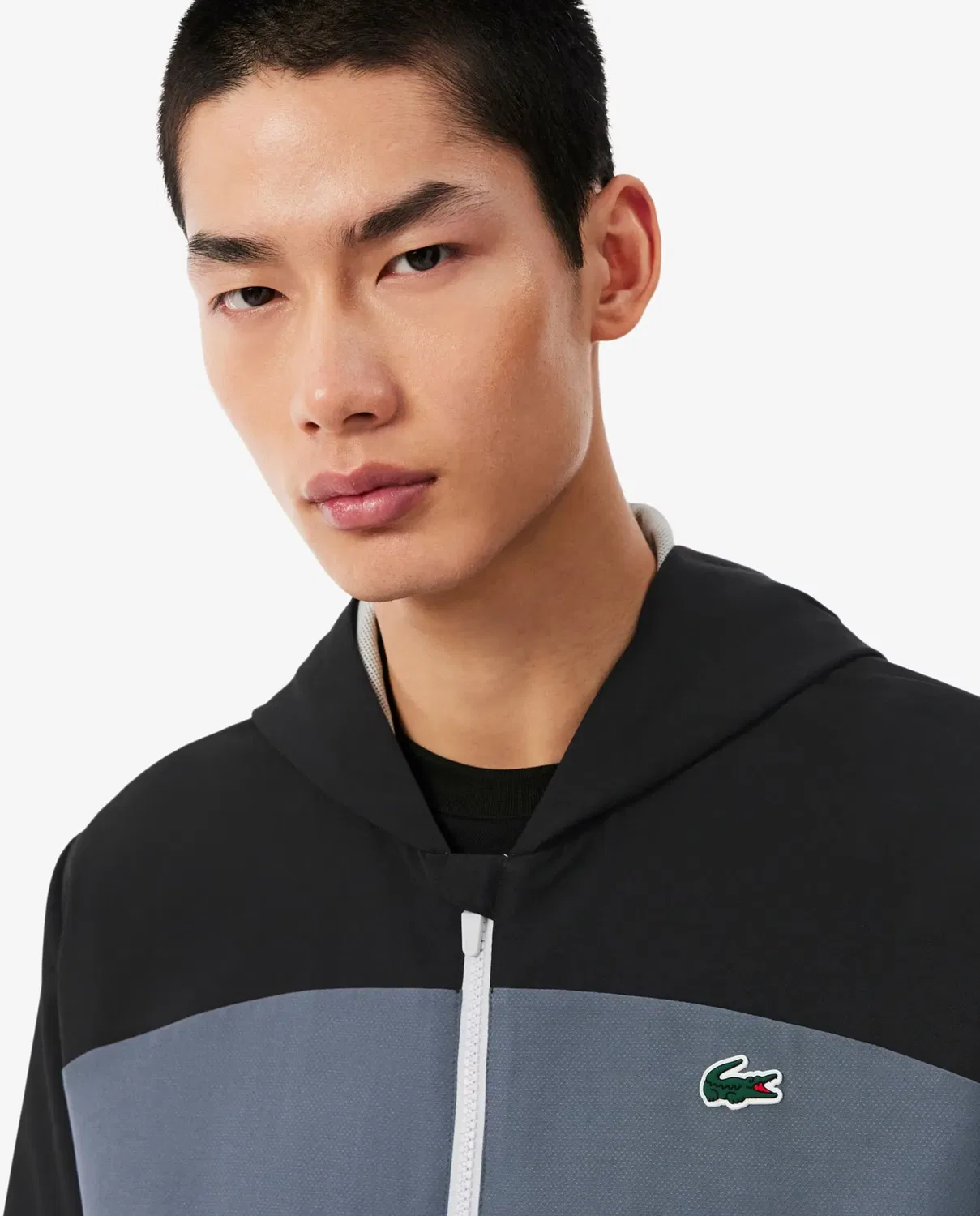 Мужская спортивная куртка с цветовыми блоками Lacoste, Gris — фото 3