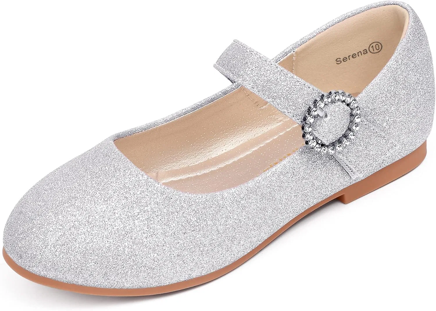 Детские туфли для девочек со стразами Mary Jane PANDANINJIA, Silver Glitter