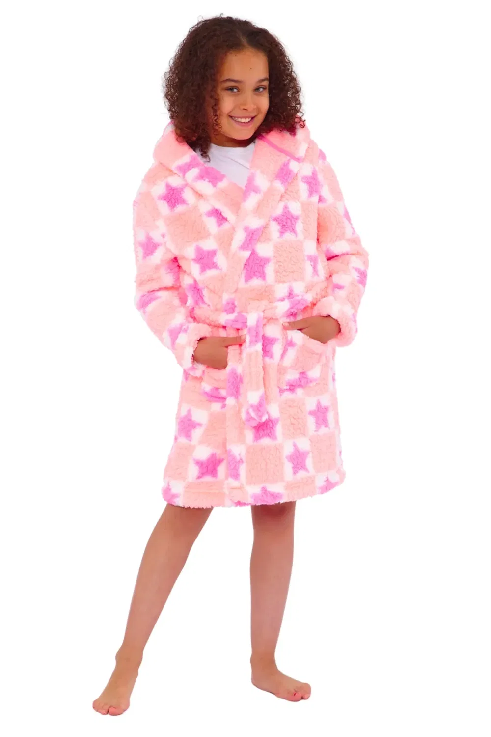 Детский халат из флиса с принтом Stars Cozy N Dozy, Pink