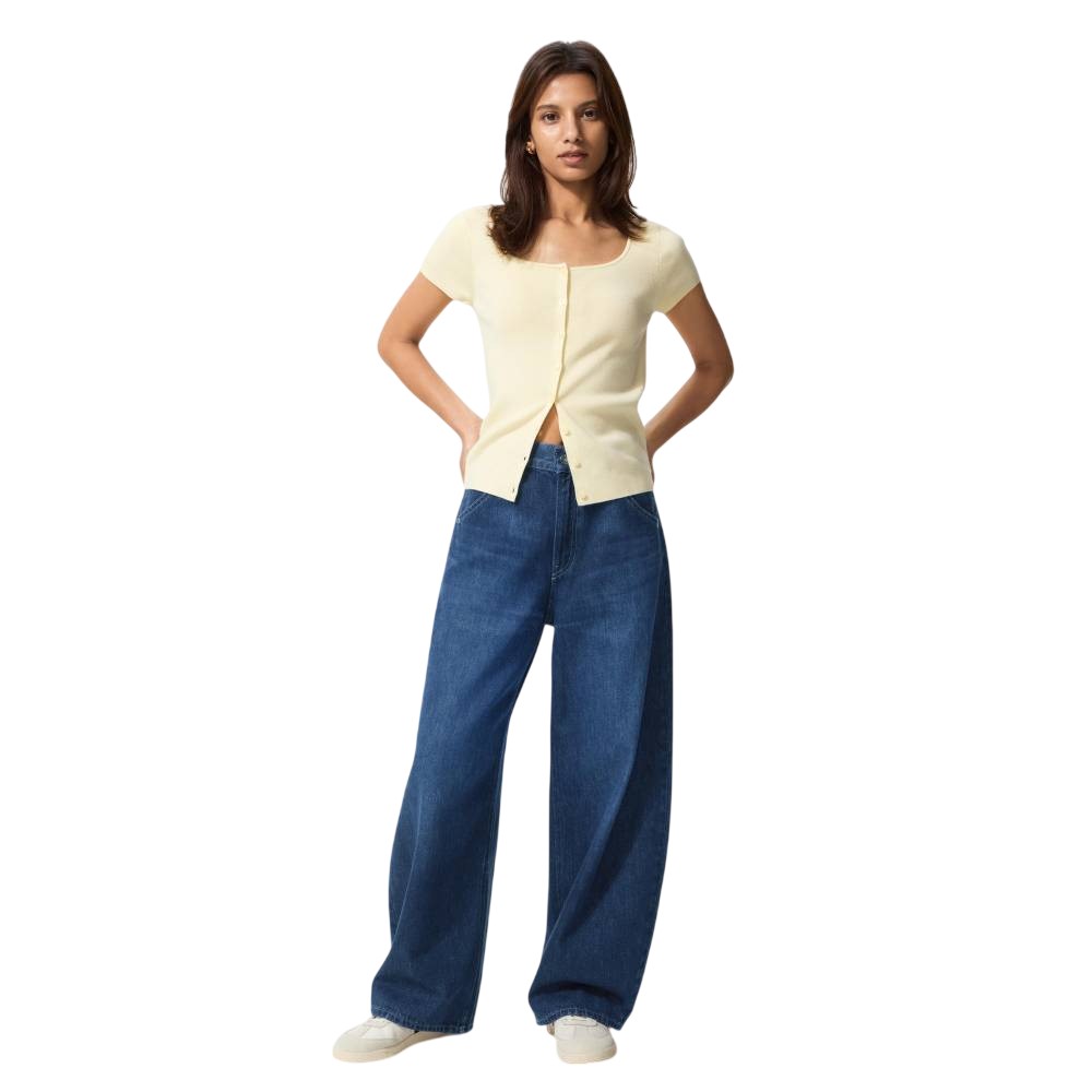 Джинсы Uniqlo Baggy Curved Short length Unisex, 68 насыщенный синий