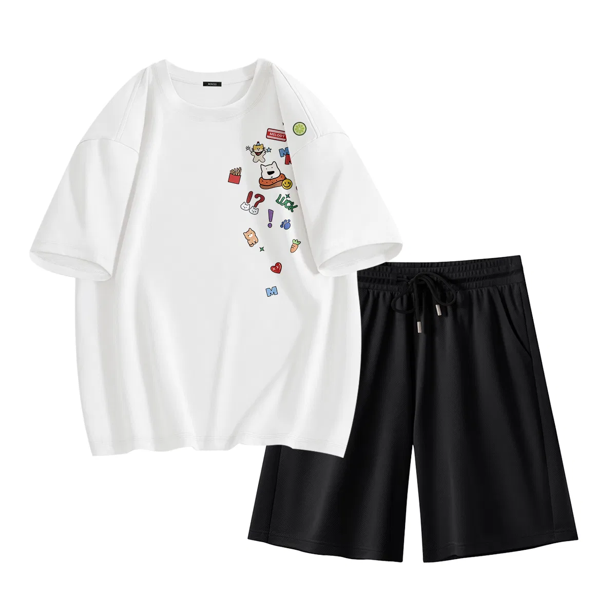Детская пижама с принтом Amusement Park MINISO, Ice Silk Is Really Comfortable White Black