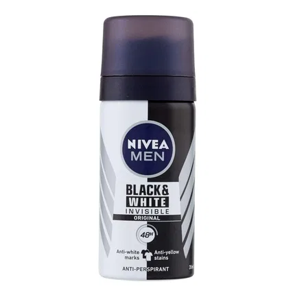 Мужской дезодорант-антиперспирант невидимый 35 мл Nivea, Black & White