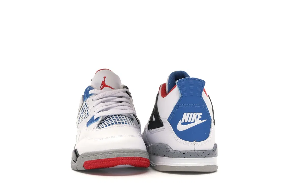 Детские кроссовки с принтом Jordan 4 Retro Jordan, White/Military Blue-Fire Red-Black-Cement Grey — фото 2