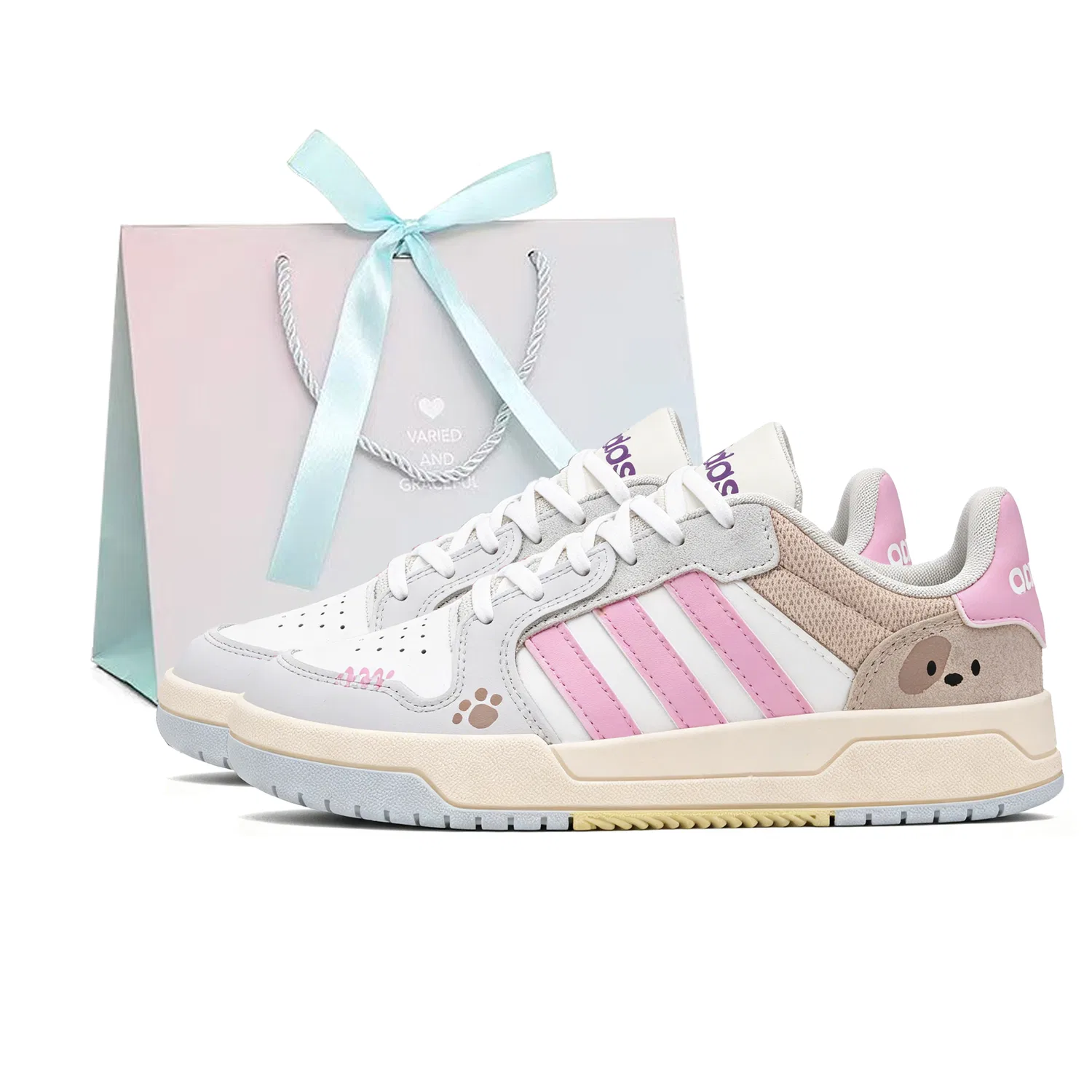 Детские кроссовки для скейтбординга с низким верхом Adidas Neo, White Pink