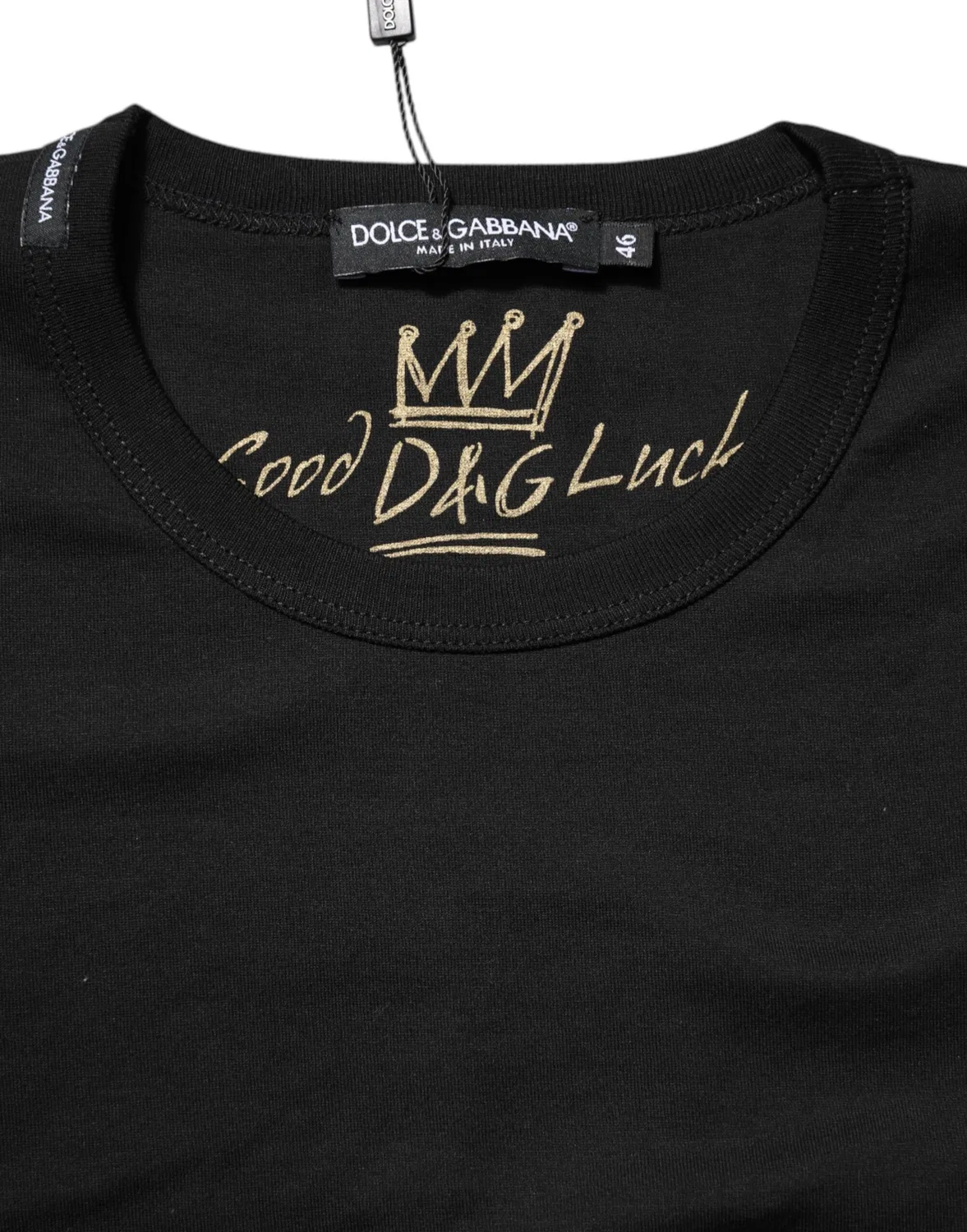 Женская футболка с коротким рукавом с принтом Goodluck Tee Dolce & Gabbana, Black — фото 4