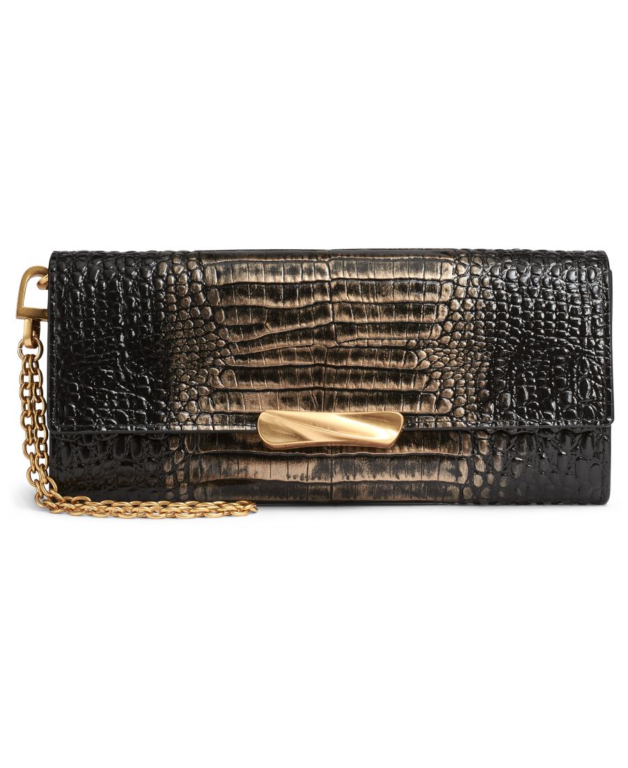 

Женский кошелек Amagansett из металлизированной крокодиловой кожи Donna Karan New York, Black/Gold