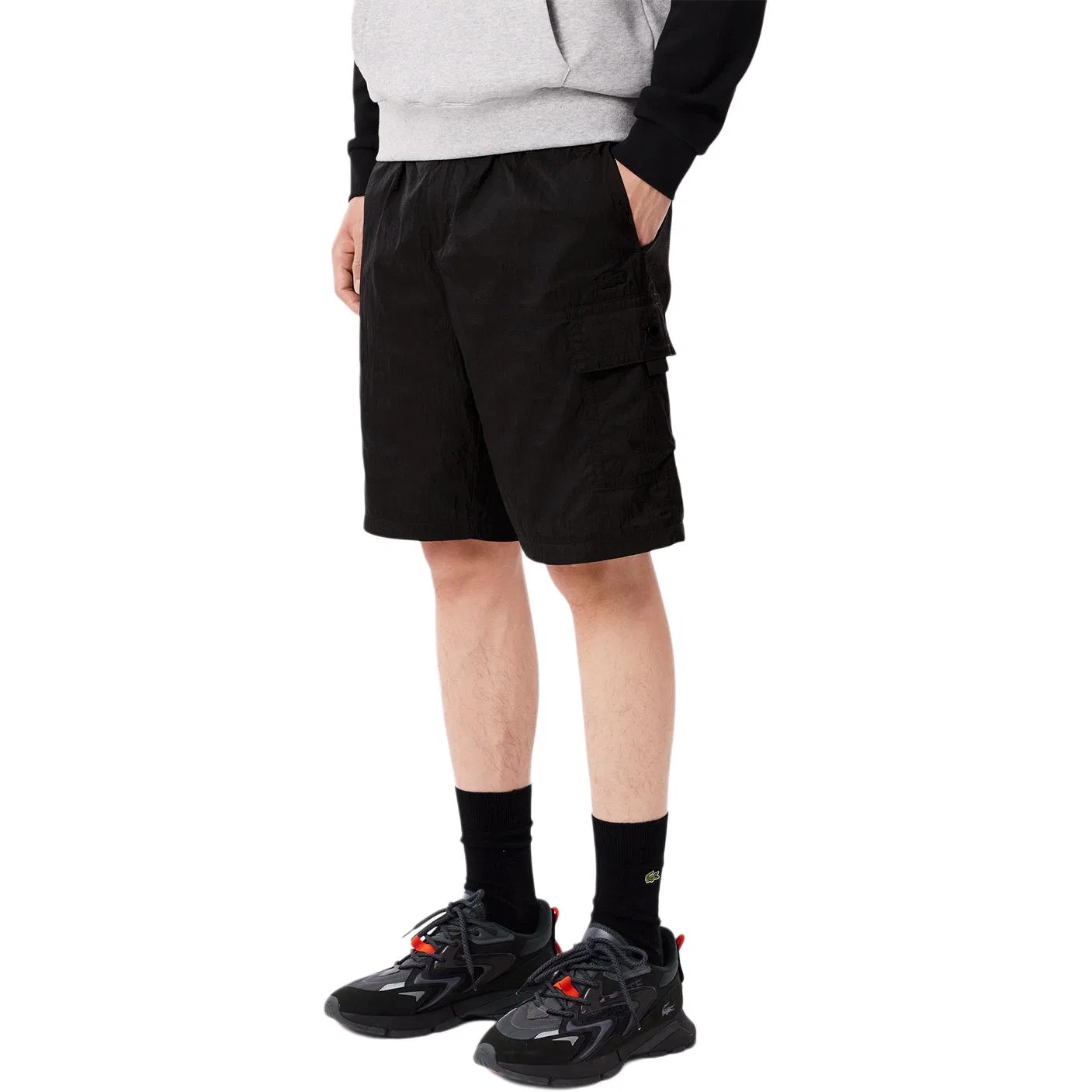 Мужские шорты карго с принтом LACOSTE, Black — фото 4