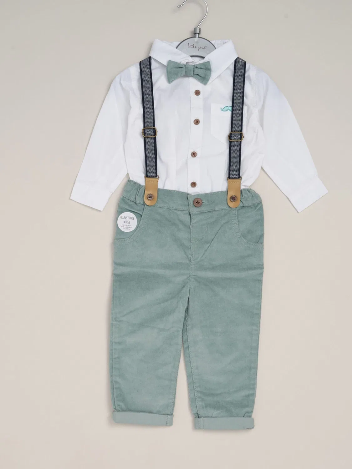 Костюм-тройка с жилеткой и галстуком-бабочкой Little Gent, светло-зеленый — фото 2