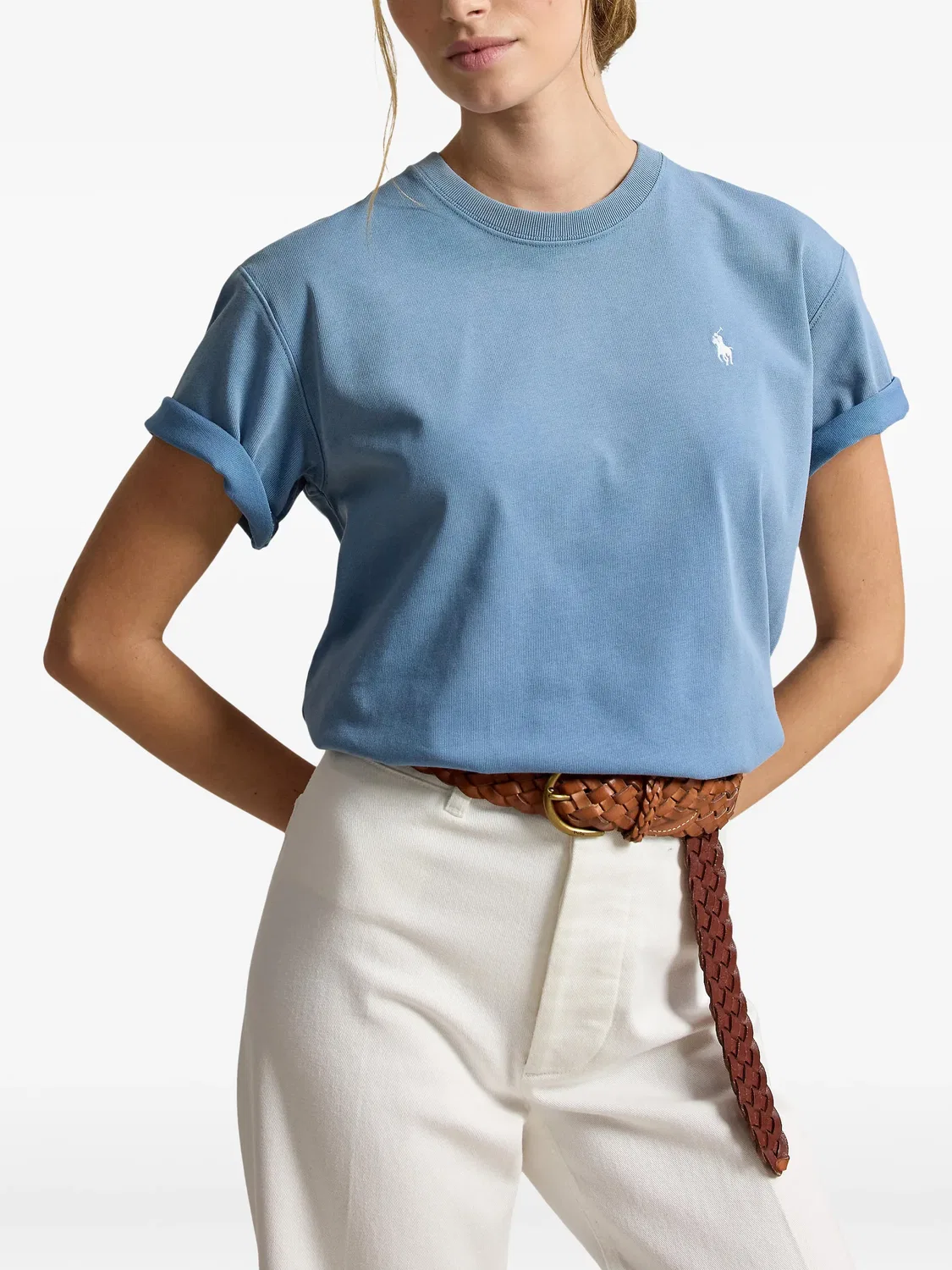 Футболка с вышитым логотипом, синяя Polo Ralph Lauren, синий — фото 2