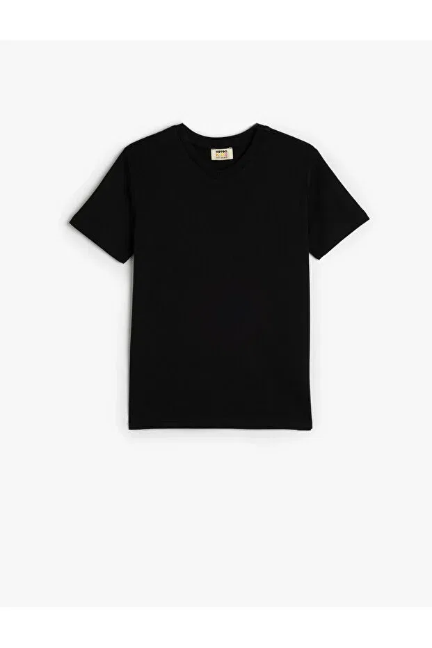 Детская футболка хлопковая Basic t-shirt short sleeve crew neck cotton Koton, Black