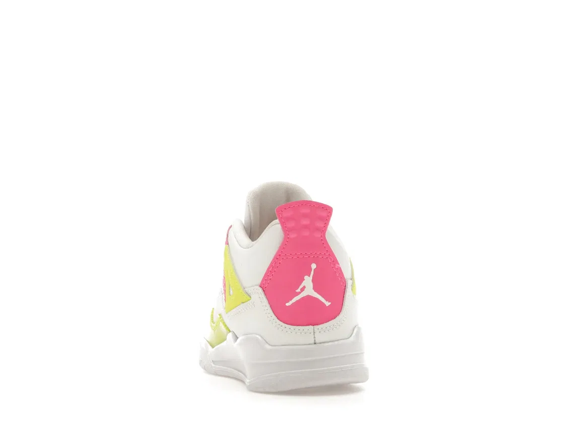 Детские кроссовки Lifestyle с цветными акцентами Jordan 4 Retro, White/Lemon Venom-Pink Blast — фото 4