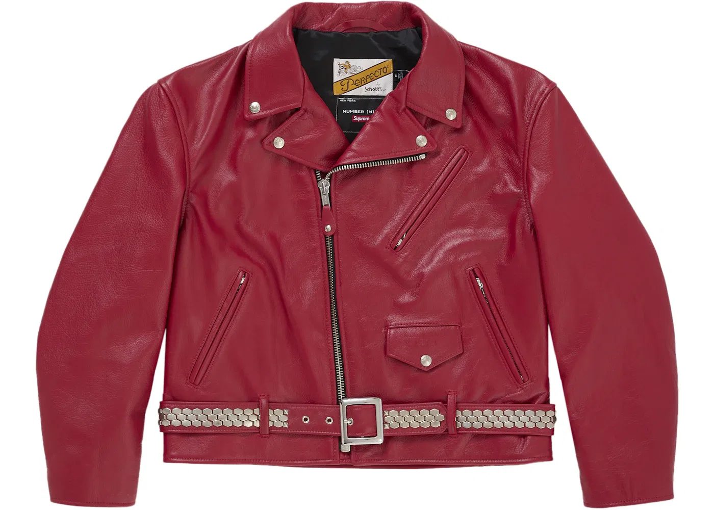 Мужская кожаная куртка с молниями Number Nine Supreme, Red