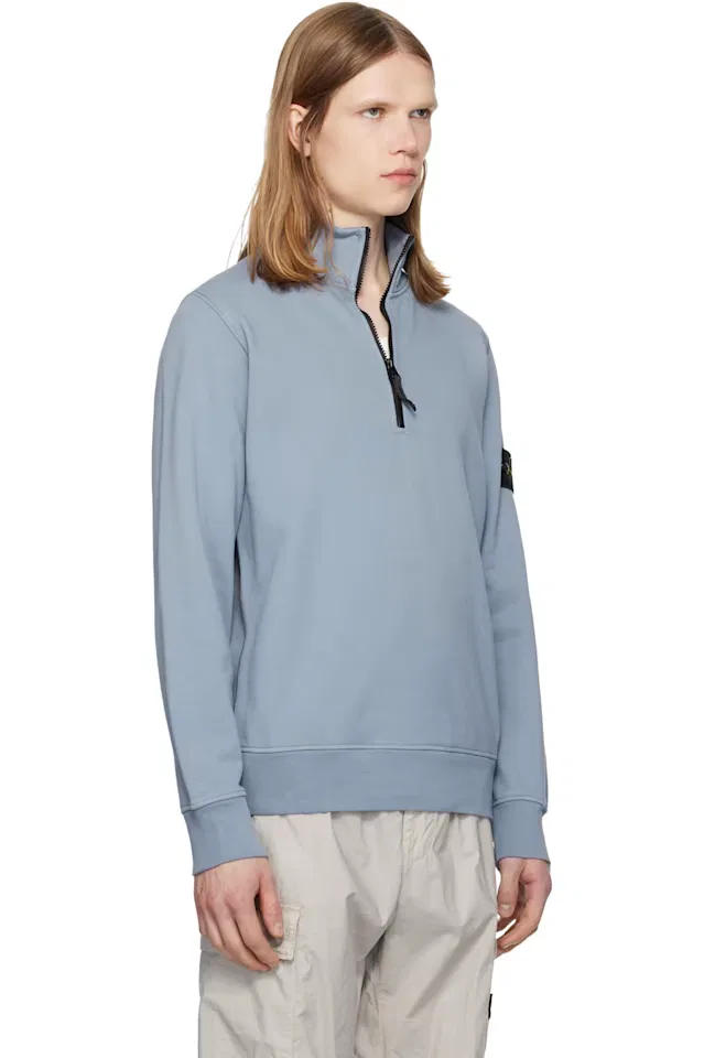 Синий свитшот из органического хлопка с начесом Stone Island — фото 2