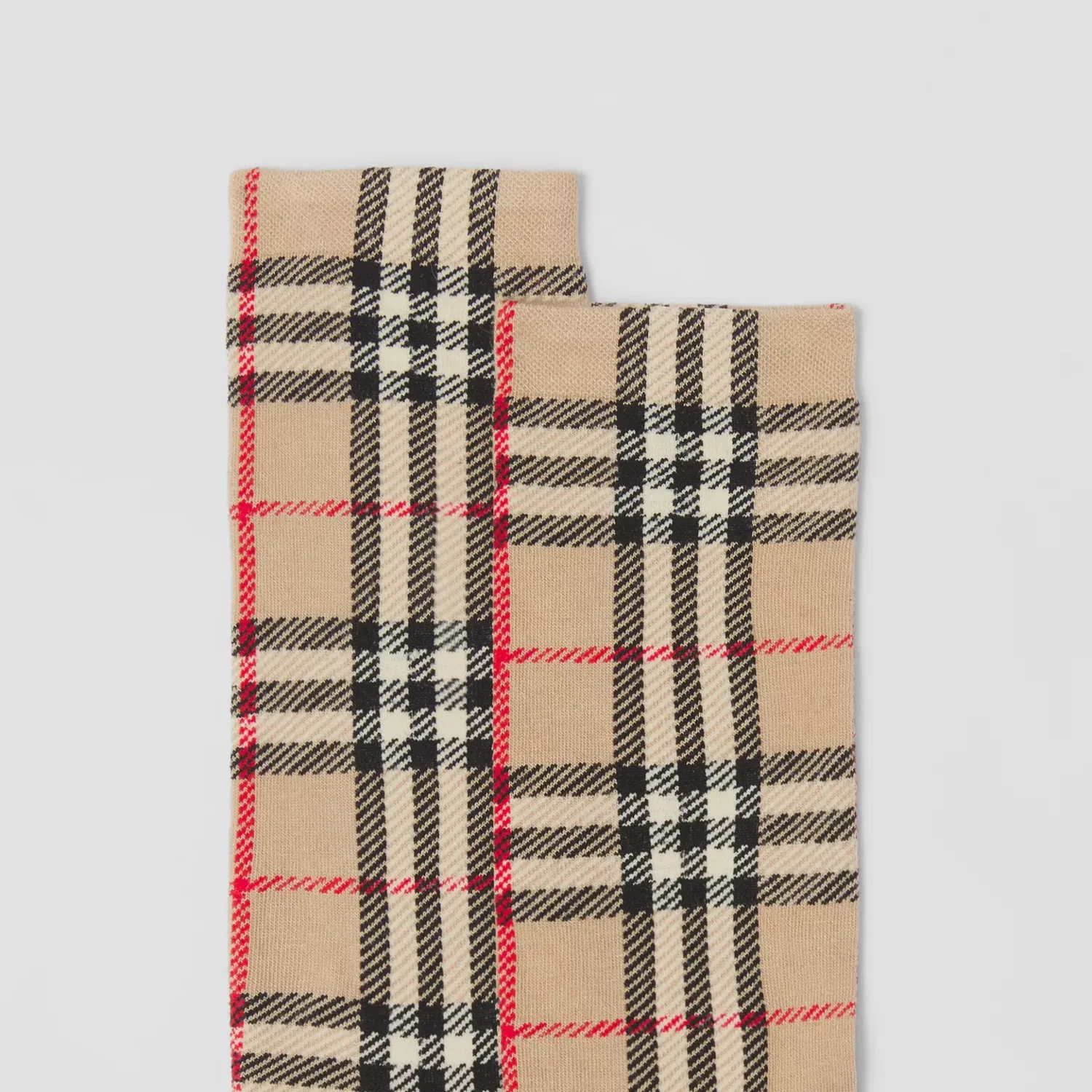 Носки с принтом в клетку Vintage Burberry, Beige — фото 4