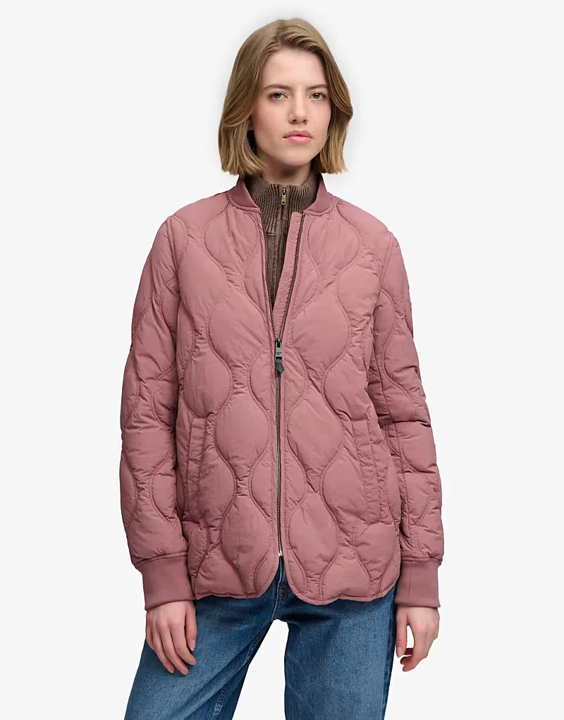 Укороченная стеганая куртка Superdry Short Onion, хаки, бордовый — фото 2