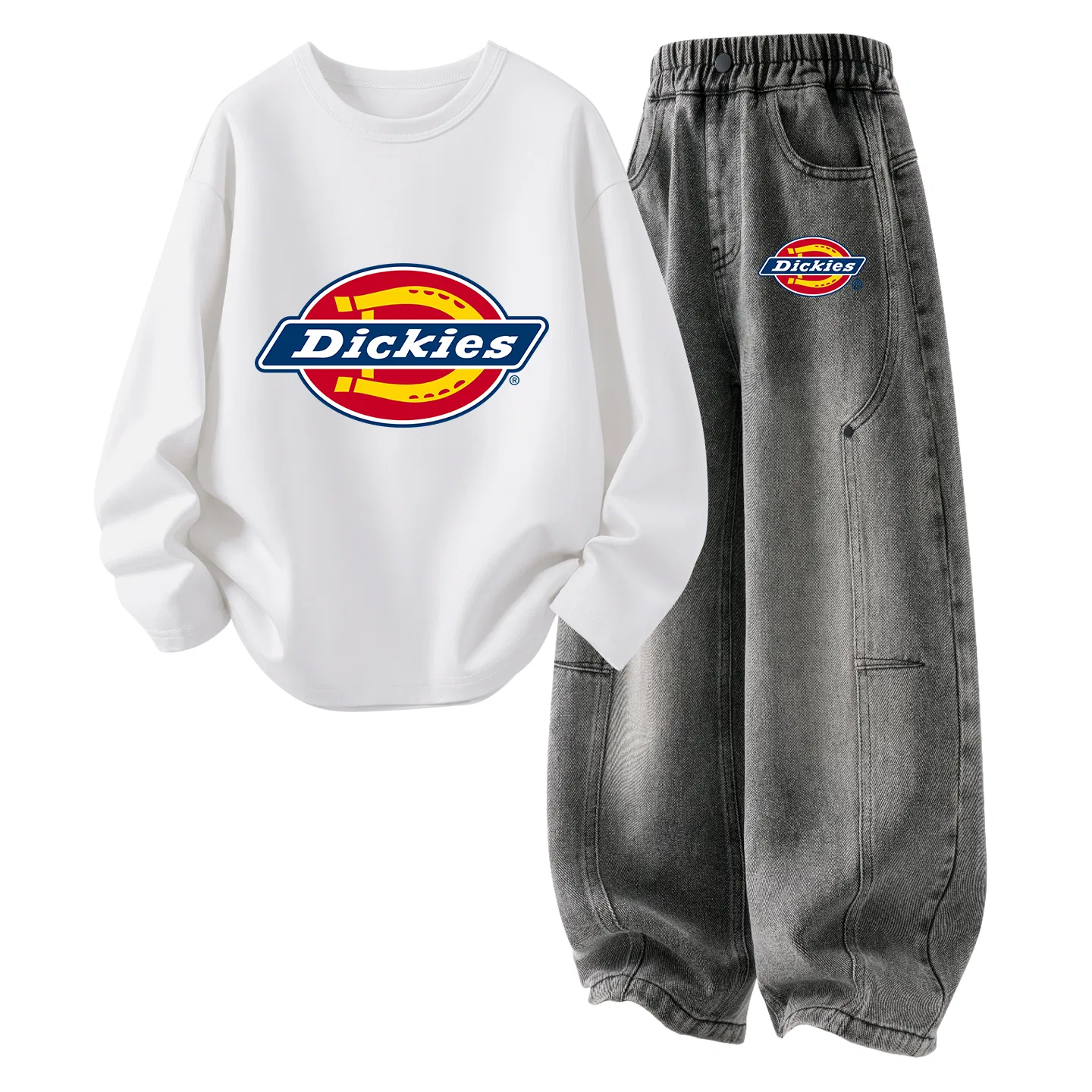 Детский спортивный костюм с принтом Dickies, Standard Thick White+Silicone Standard K Gray Black