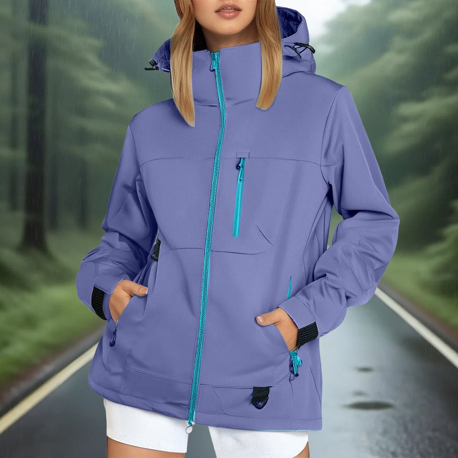 Женская ветрозащитная утепленная куртка для активного отдыха, Purple 2-A — фото 3