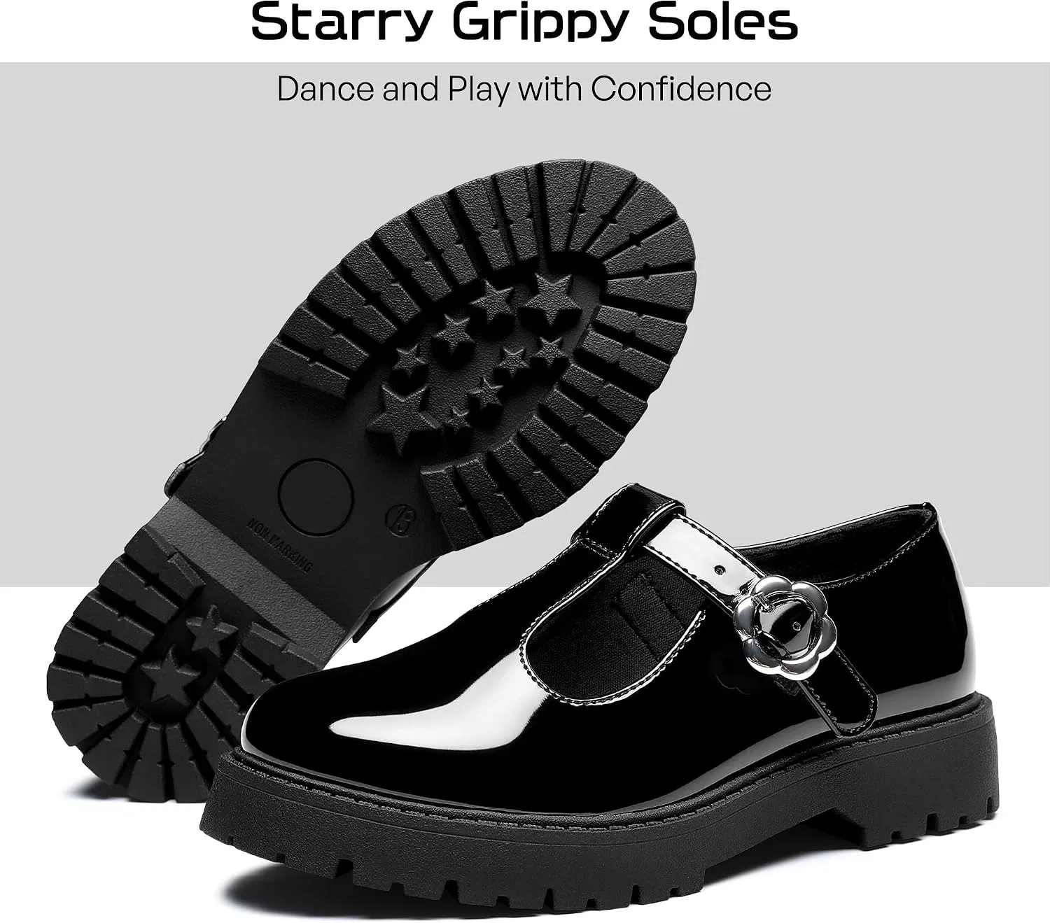 Детские туфли для девочек на платформе Mary Janes MIXIN, Black — фото 3