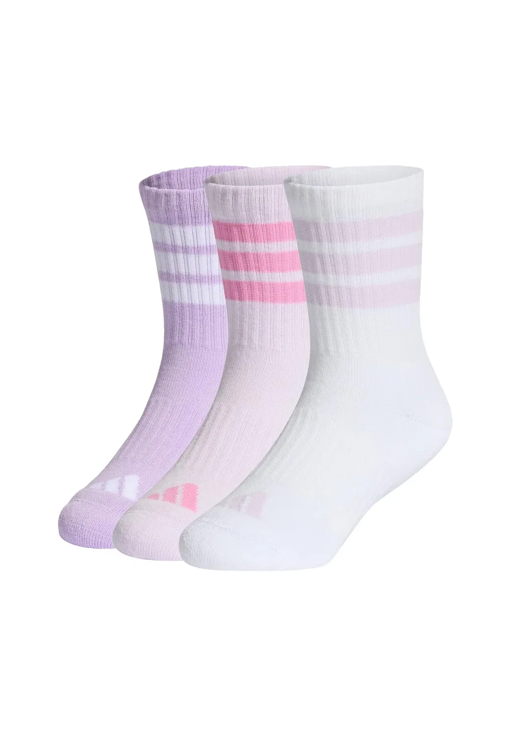 3 пары спортивных носков 3Stripes с амортизацией Adidas Performance, Powder Plum White Ice Lavender