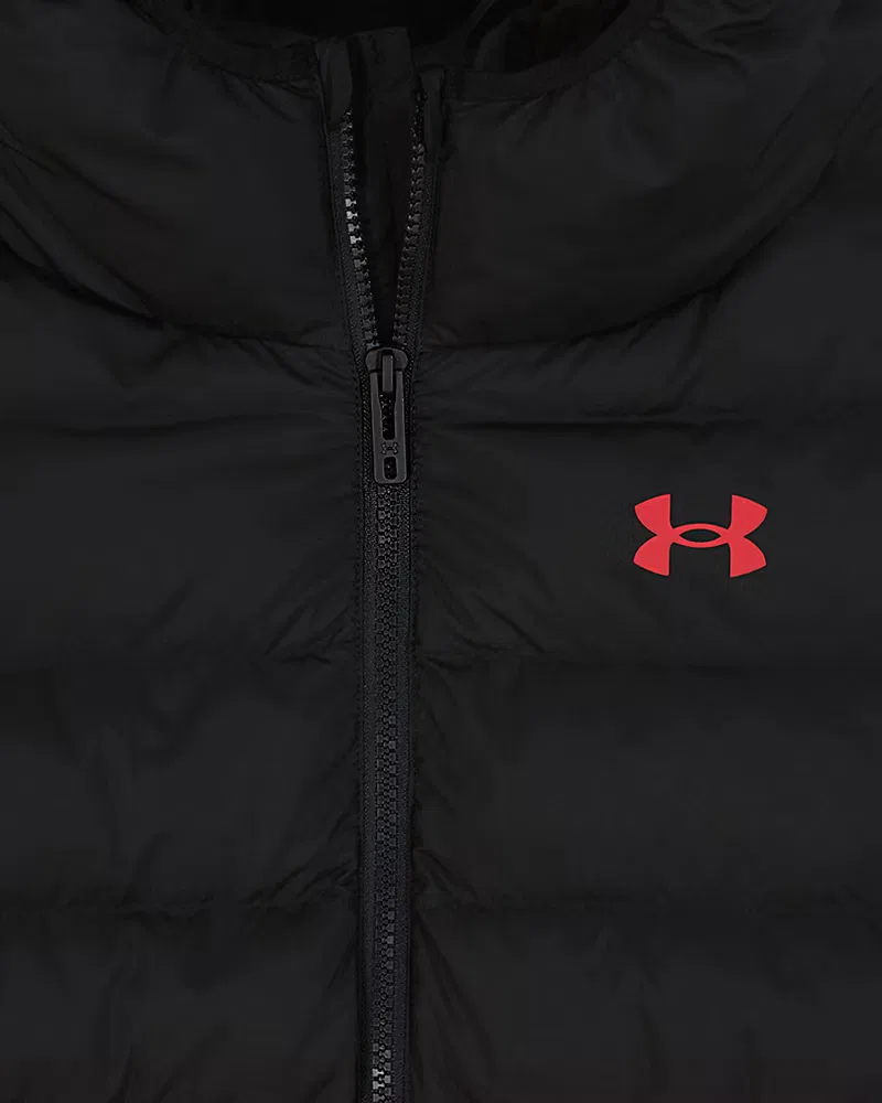 Детский пуховик водоотталкивающий UA Pronto Colorblock UnderArmour, Black/Red — фото 2