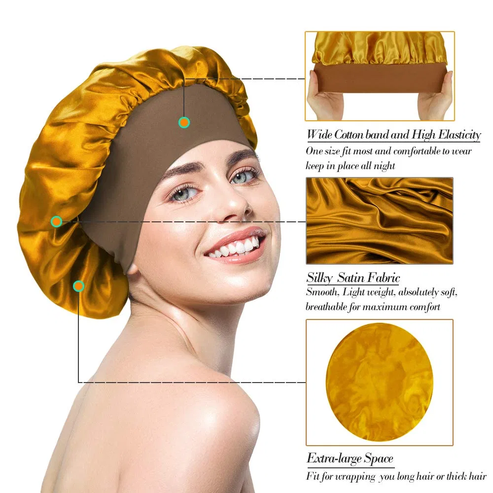 Шапочка для душа Satin Cap Samserot, 4 шт, Black + Wine Red + Gold + Silver — фото 4