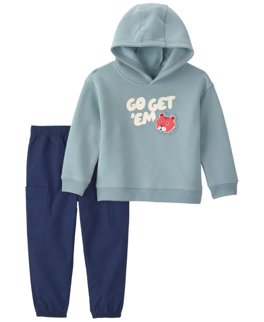 Комплект из футерованного худи с тигром и брюк, Go Get Em Tiger Carter's, Blue