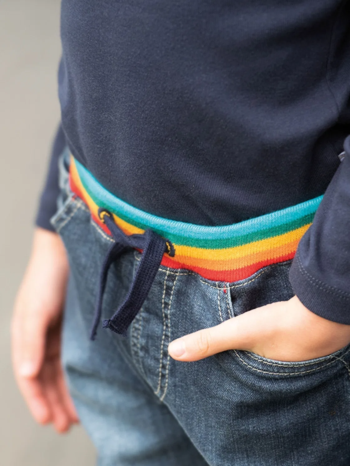 Джинсы с мягким поясом, модель Blue Concave Frugi, синий — фото 2