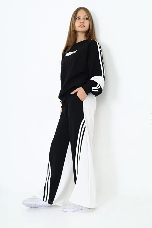 Детский спортивный комплект для девочек с полосками Joui Co, Black — фото 4