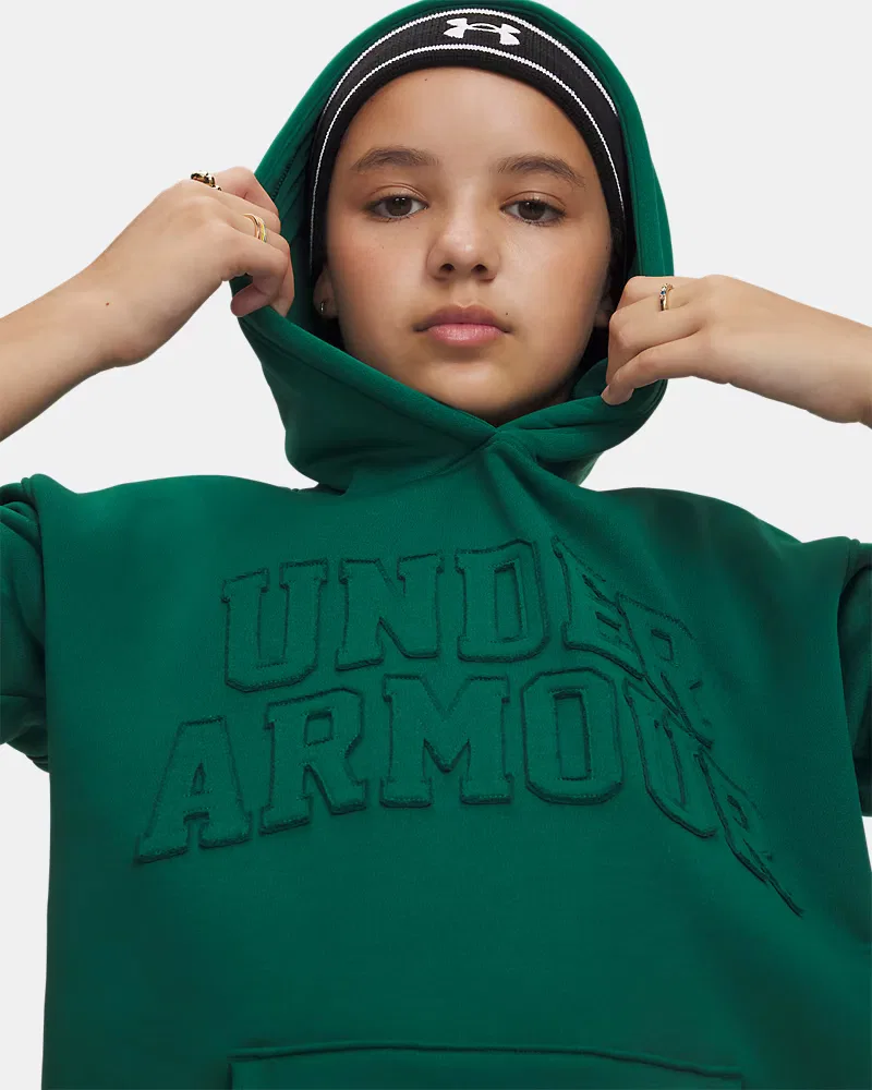 Детское худи с начесом и кенгуру-карманом Armour Fleece UnderArmour, Campus Ivy — фото 3