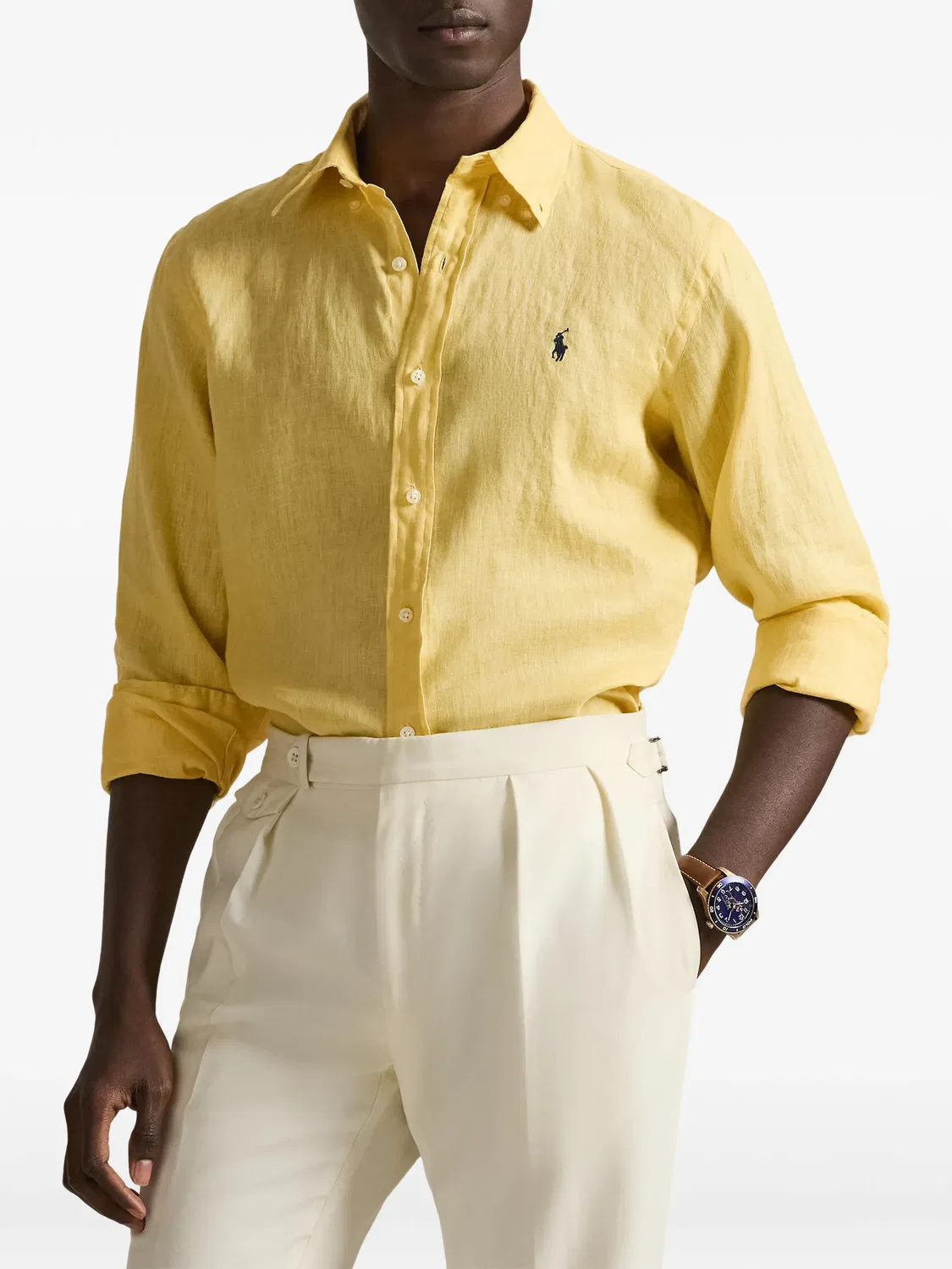 Рубашка Custom Fit из льна Polo Ralph Lauren, желтый — фото 2
