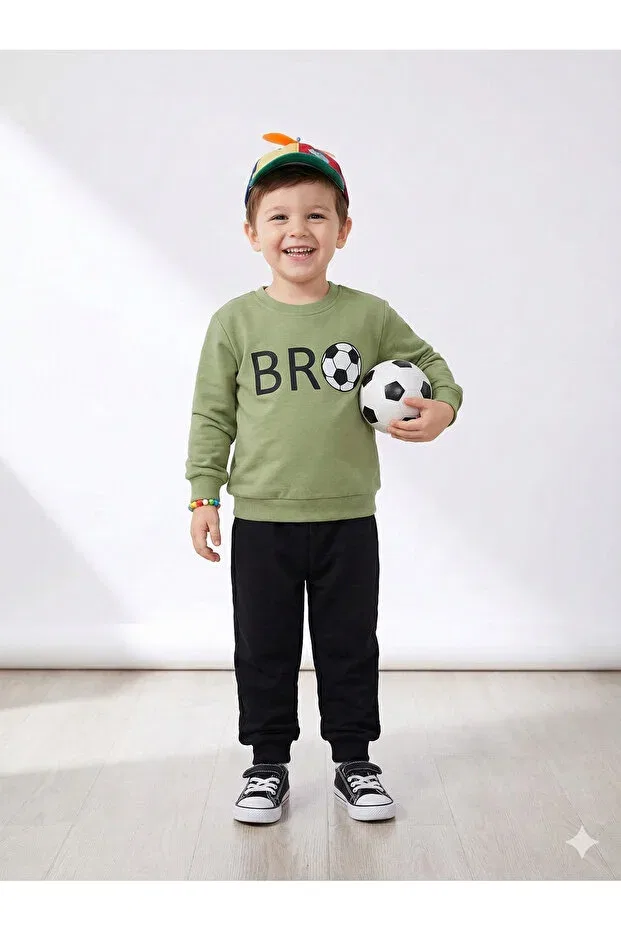 Детский комплект для мальчиков с вышивкой Tinytrends, Green
