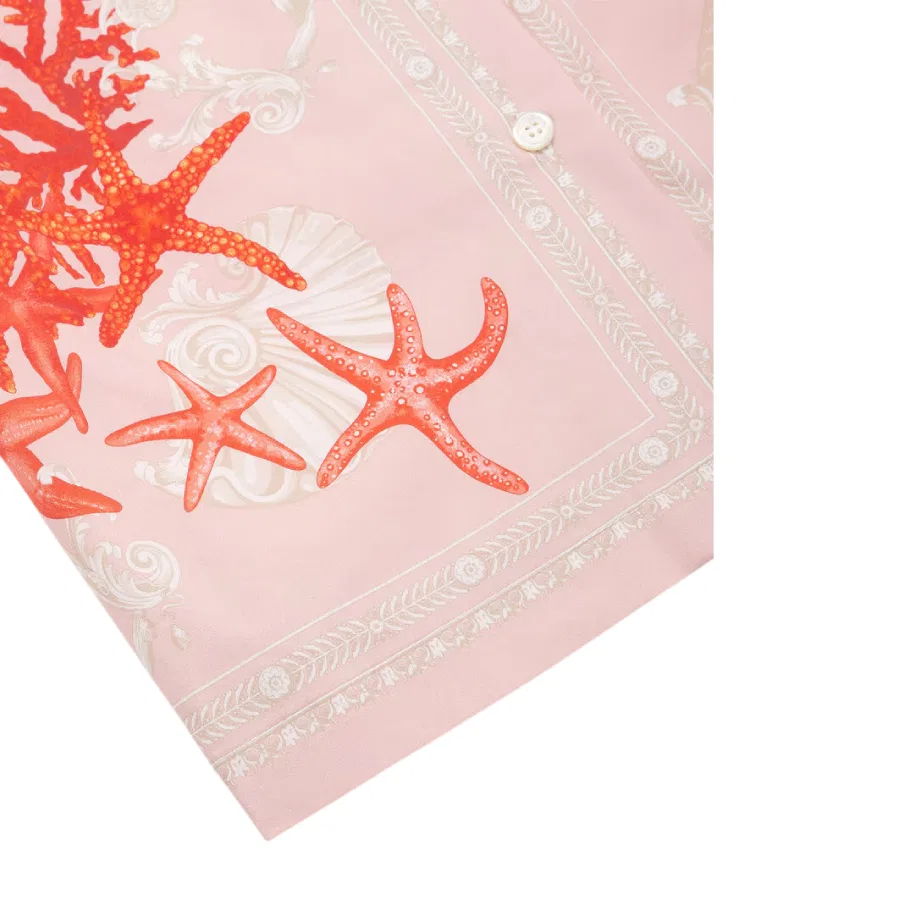 Детская рубашка с принтом Barocco Sea, модель Kids All-Over Barocco Sea Print Cotton Shirt Young Versace, Dusty Rose/Coral/Ivory — фото 3