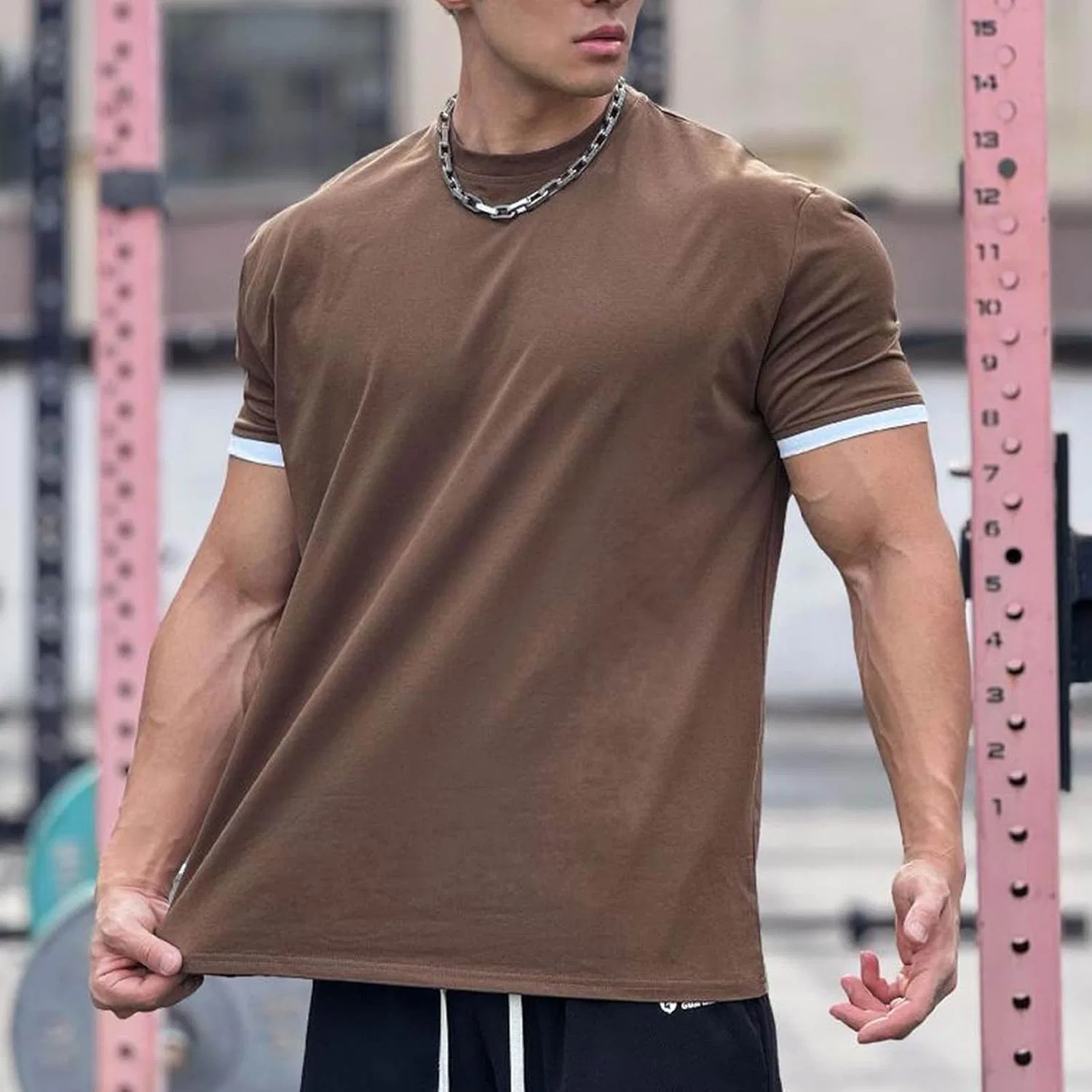Мужская футболка с круглым вырезом Regular Fit Cotton blend, Brown — фото 3