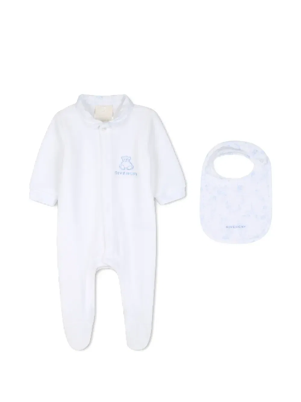 Пижама с цветочным принтом и вышитым логотипом Givenchy Kids, белый