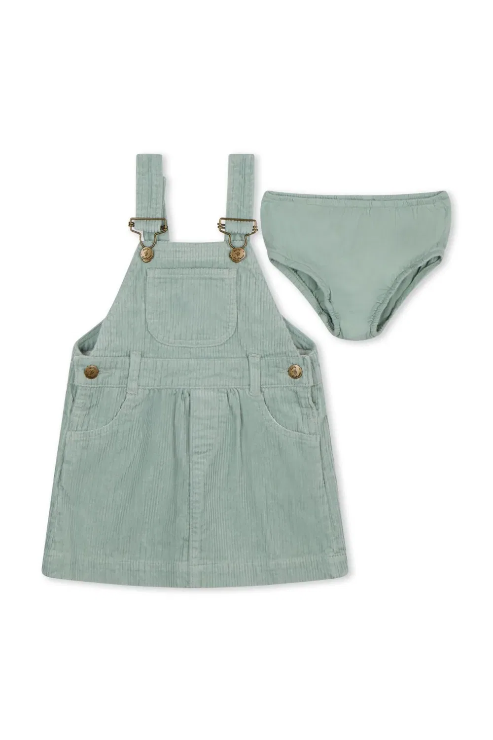 Детское платье из вельвета Mint chunky cord Dotty Dungarees, Green — фото 3