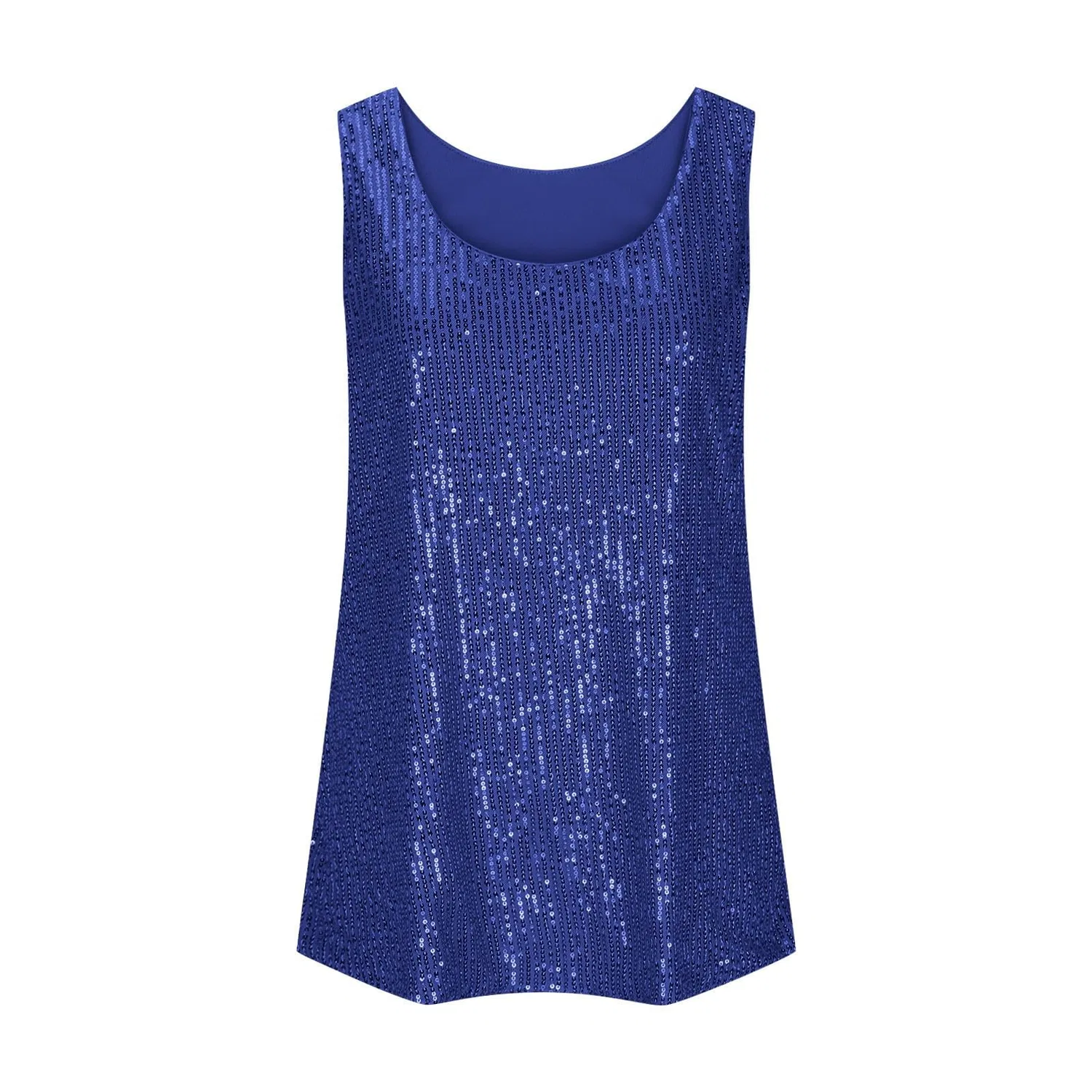 Женская туника без рукавов с блестками Sparkly Elegant Loose Sleeveless Tunic Top, Blue — фото 3