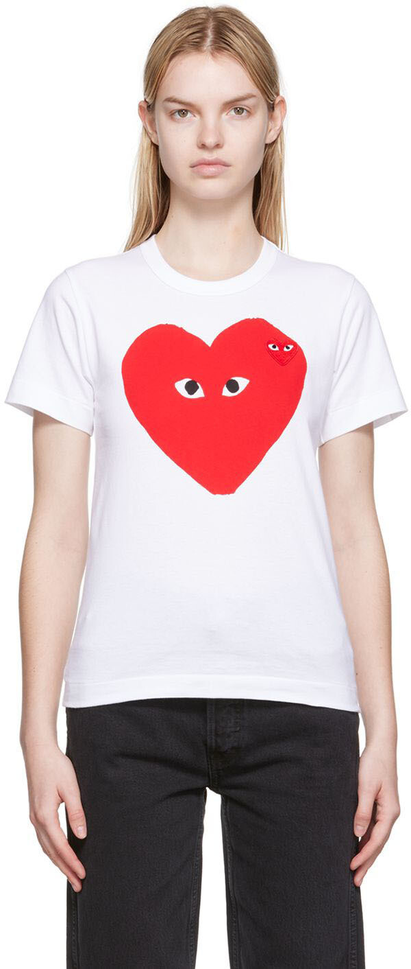 

Белая футболка с большим сердцем Comme des Garçons Play, Белый, Белая футболка с большим сердцем Comme des Garçons Play