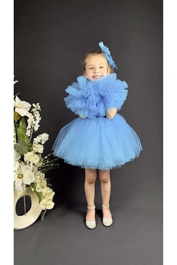 Детское платье для девочек с пайетками Pompom Delfini Kids, Blue