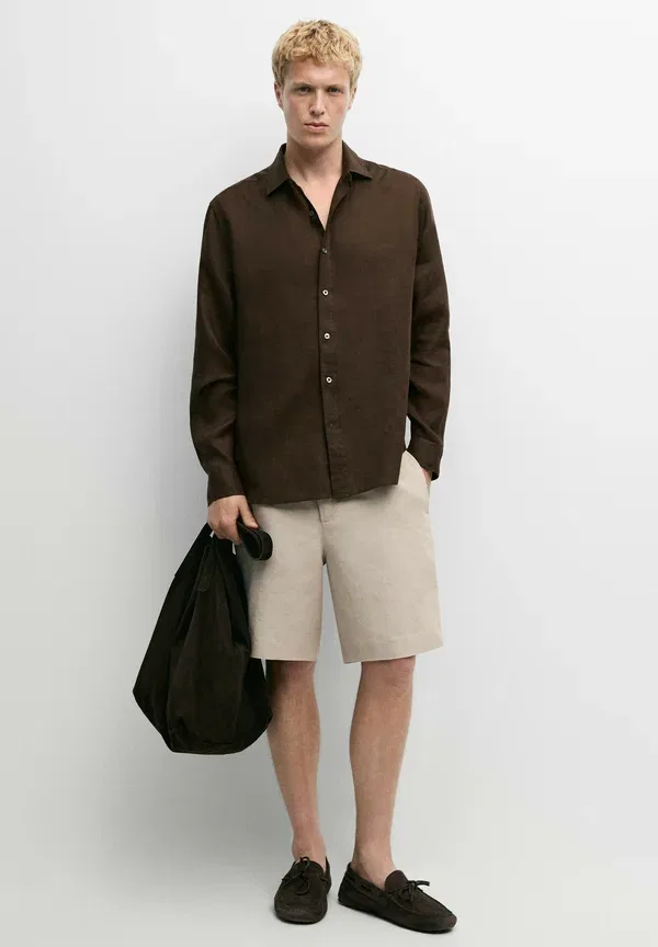 Шорты льняные Shorts Massimo Dutti, бежевый — фото 2