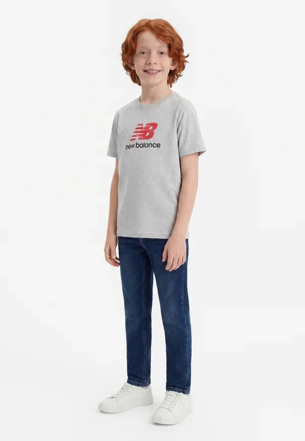 Футболка с принтом хлопок Stacked logo tee New Balance, Athletic Grey Heather, серый
