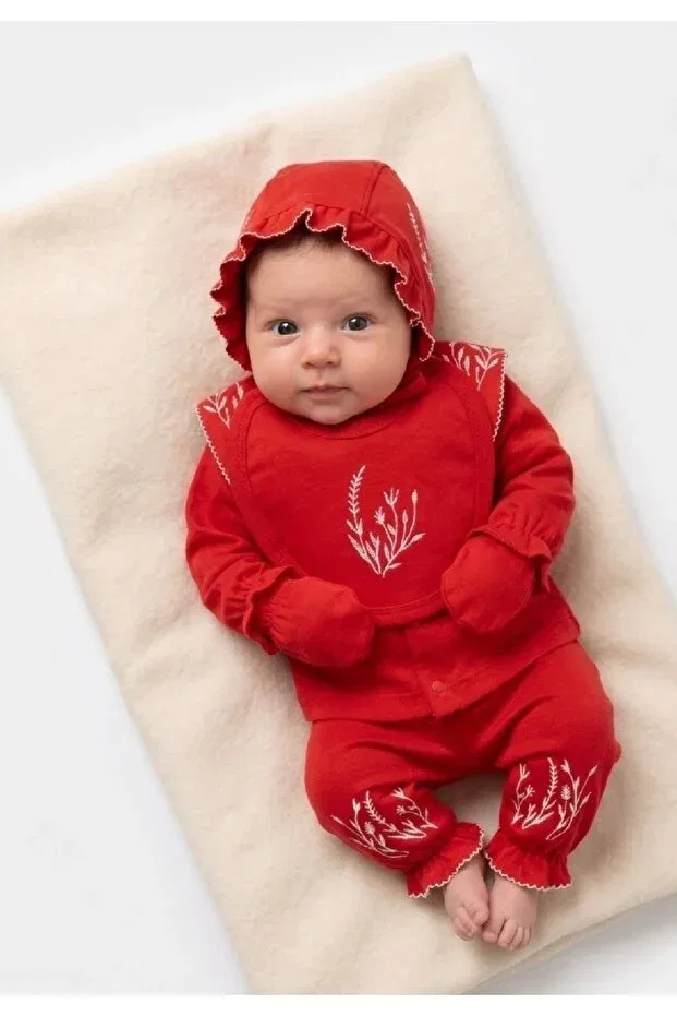 Детский комплект боди с вышивкой Ariana Cherub Baby, Red — фото 3
