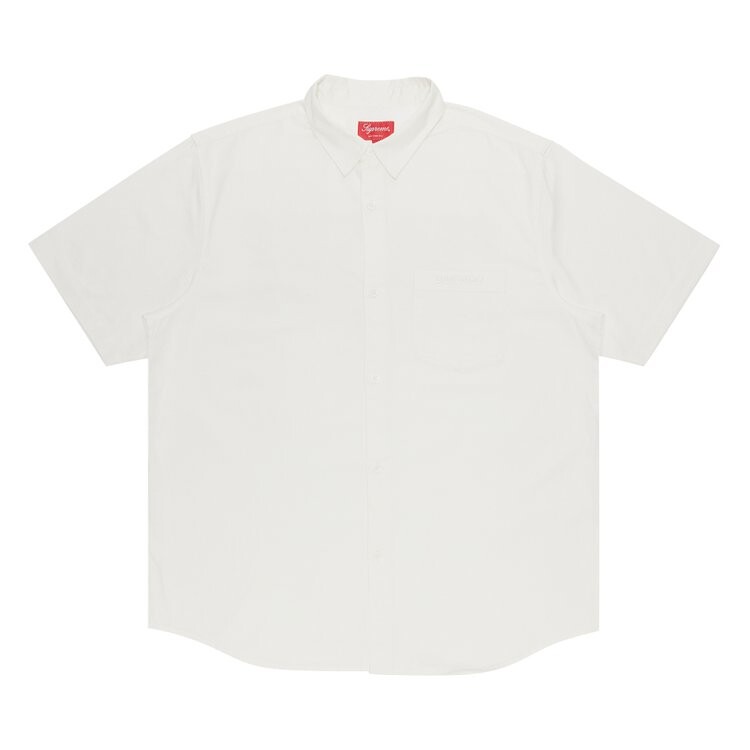 

Рубашка Supreme Croc Patch Short-Sleeve Work Shirt 'White', белый