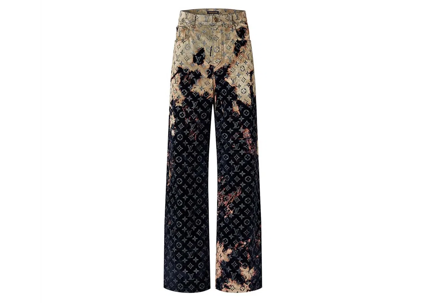 Мужские джинсы с принтом Louis Vuitton Monogram Bleached Denim Pants, Multi