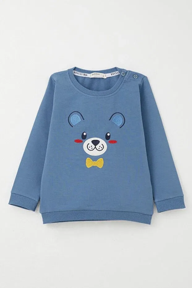 Детский комплект спортивного костюма для мальчиков с принтом Happy Puppy Embroidered Breeze, Indigo — фото 2