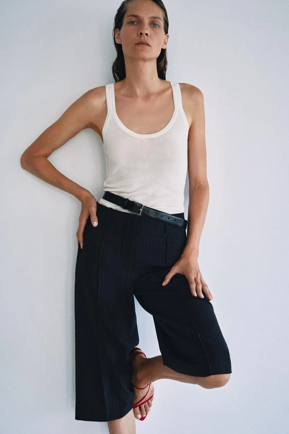 Шорты-бермуды прямого кроя из коллекции ZW. ZARA, striped — фото 2