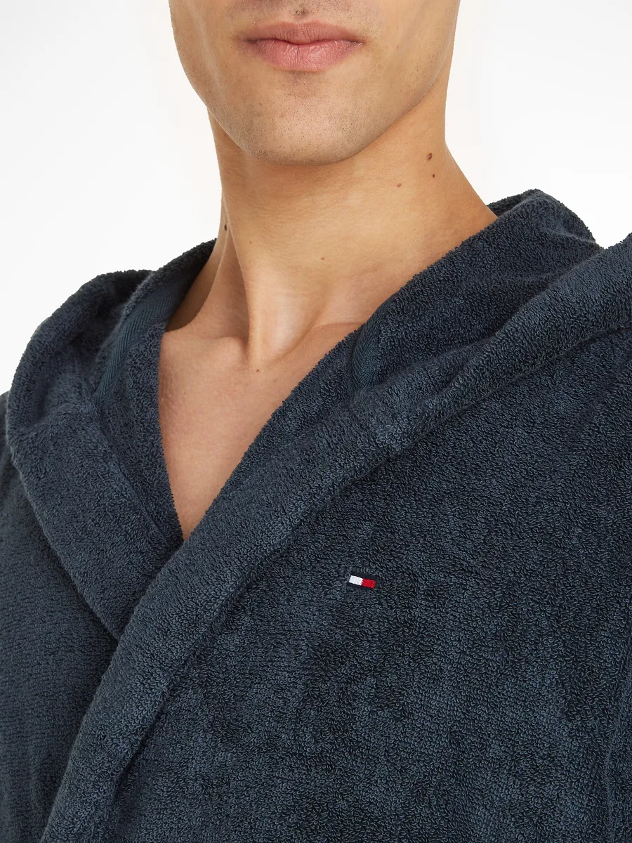 Халат Tommy Hilfiger Underwear (комплект, с поясом), с накладными карманами, цвет морской волны — фото 3