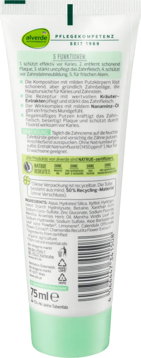 Зубная паста 5в1 Нана Мята 75мл alverde NATURKOSMETIK — фото 3
