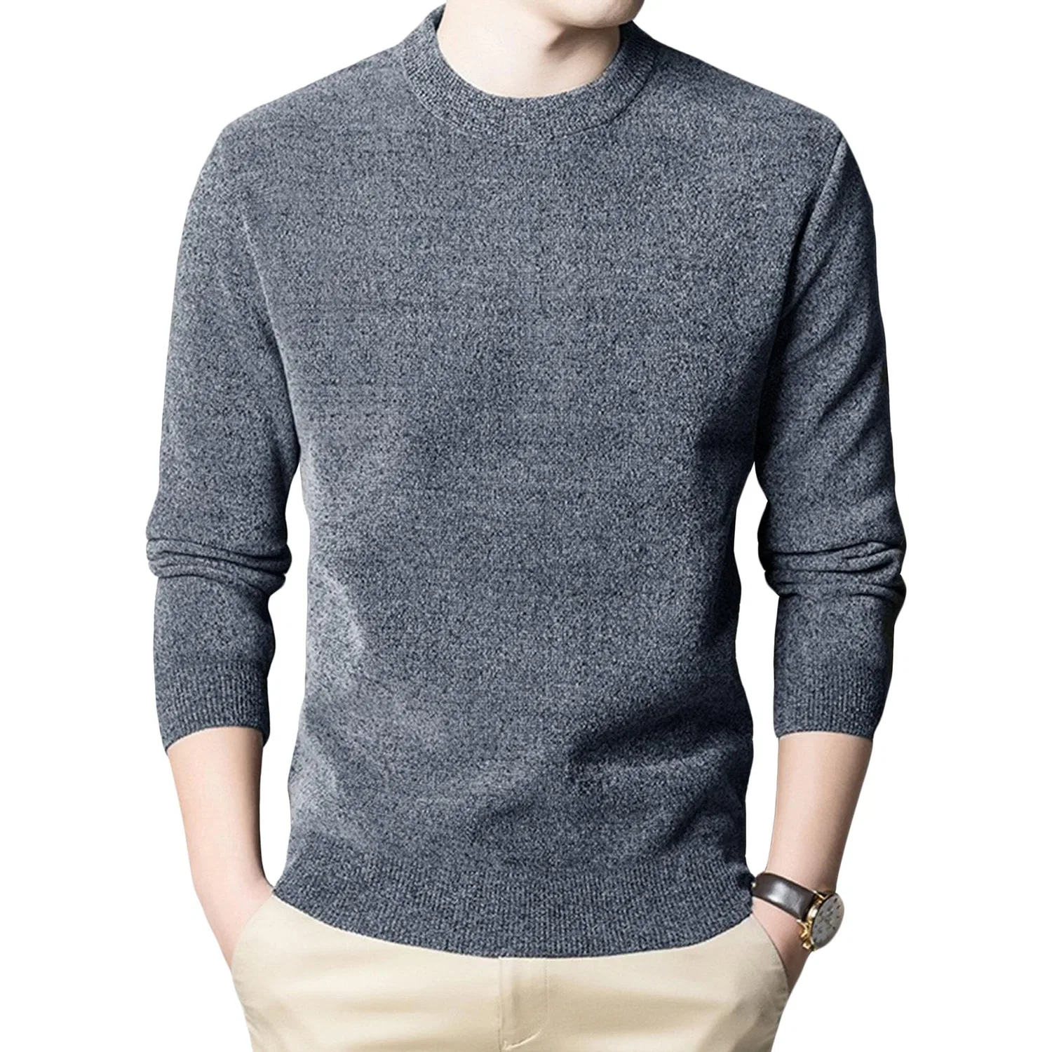 Мужской свитер с воротником-стойкой из флиса Slim Fit, Grey
