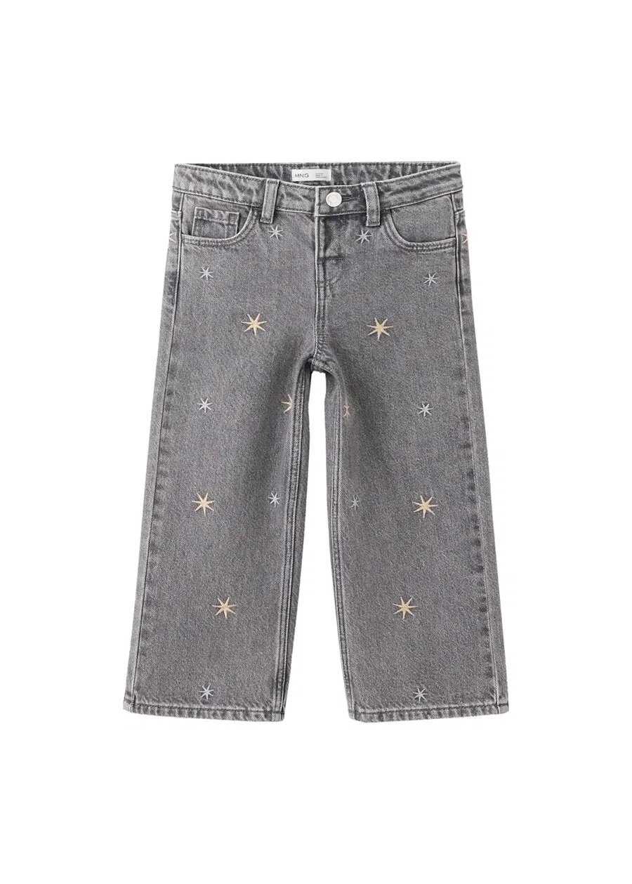 Детские джинсы MANGO KIDS свободного кроя 'NIGHT' серого цвета