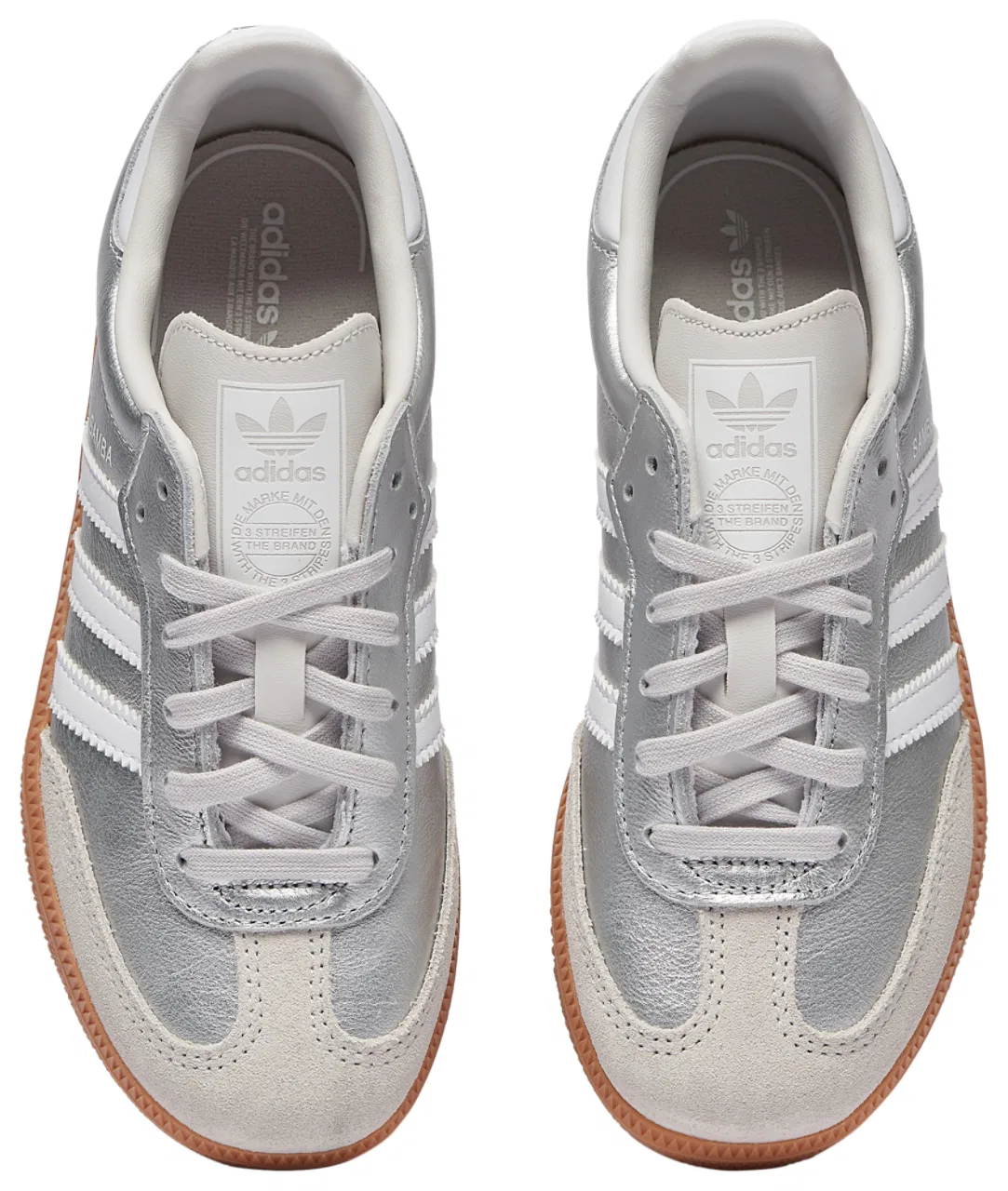Детские кроссовки для девочек с замшевым верхом Samba adidas, Silver White — фото 4